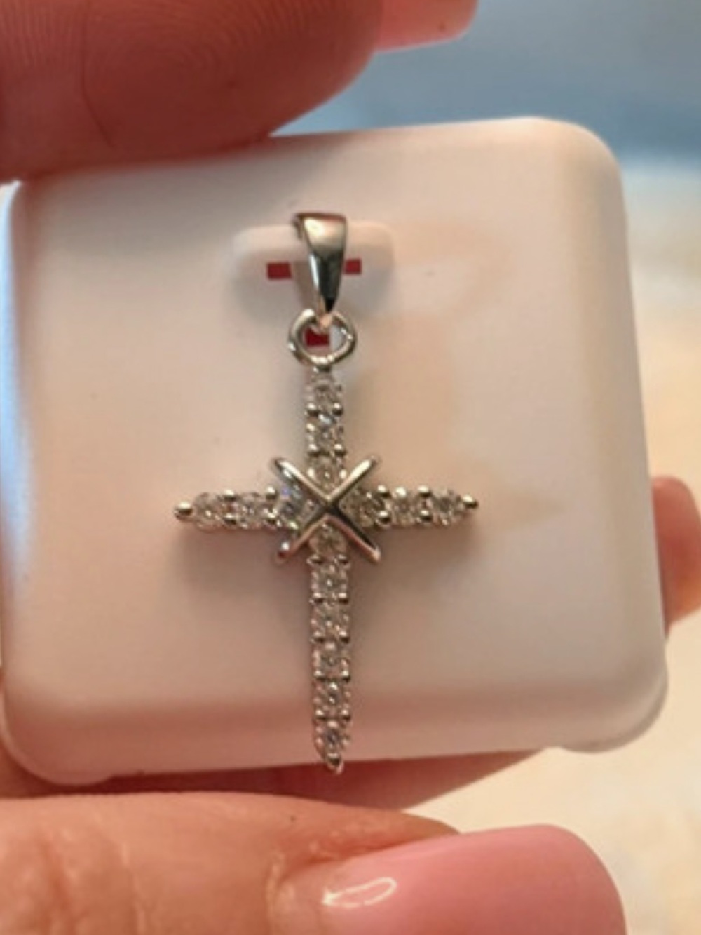 Sterling Silver moissanite Pave Cross Pendant in Silver